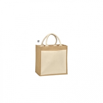 Sac cabas jute et coton L 30 x H 30 x P 19 cm